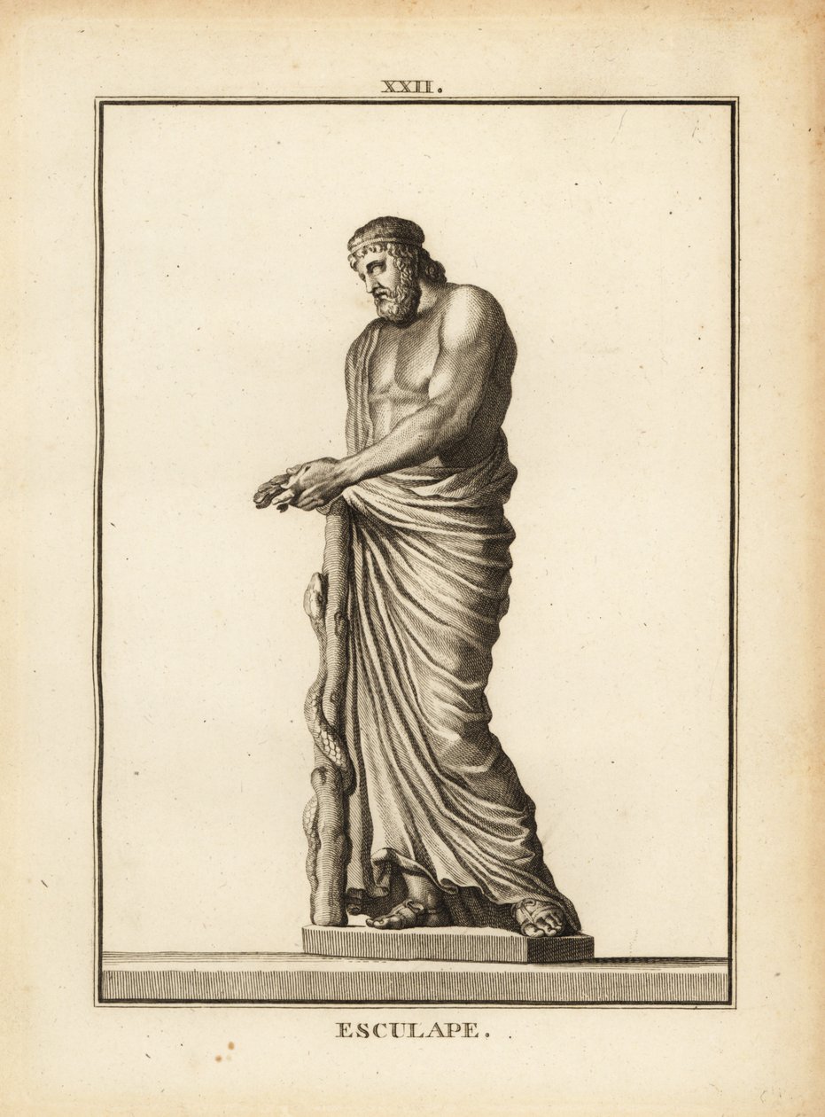 Asclepius, grekisk medicingud med ormflätad stav av Unbekannt