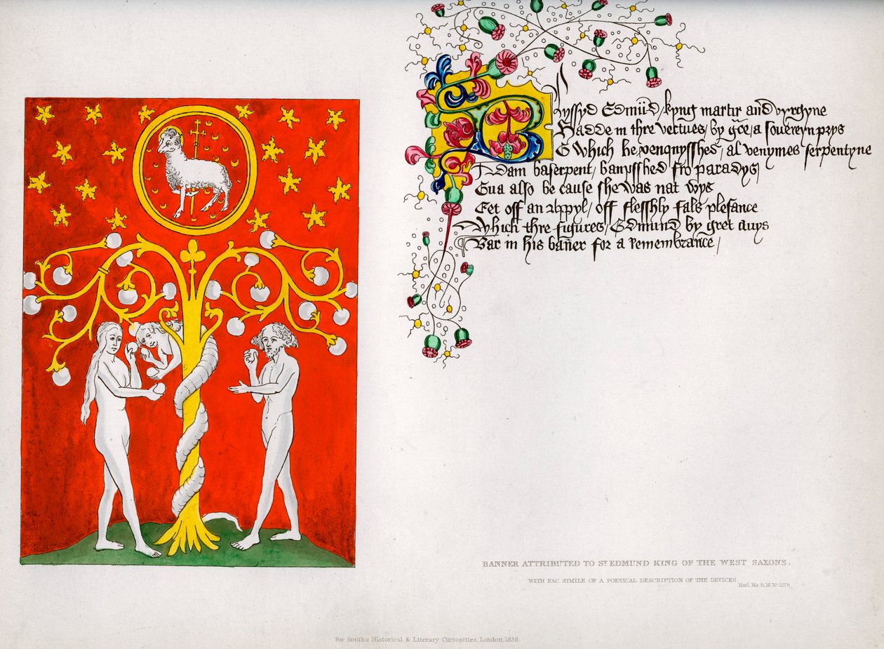 Banderoll och dikt, c1400-talet, 1840 av Unbekannt