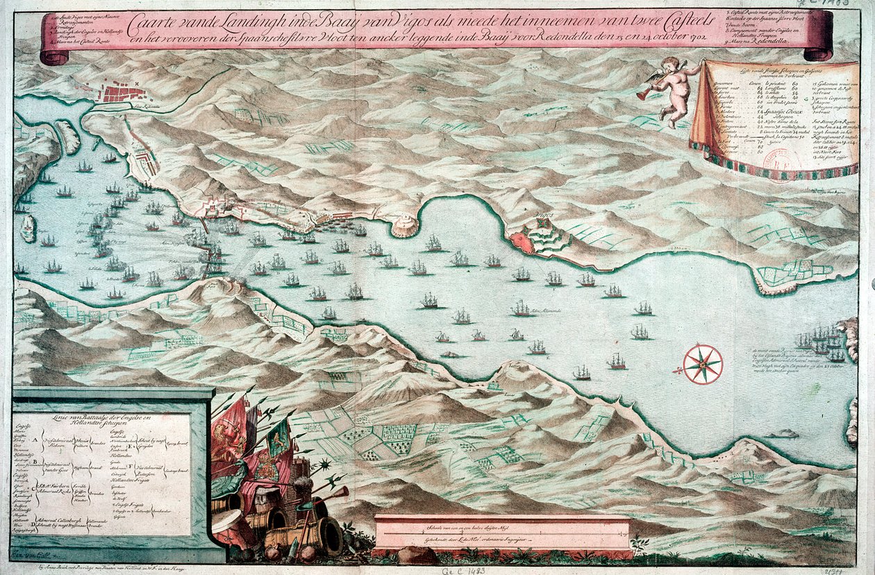 Slaget vid Vigo Bay, Spanien, 12 oktober 1702 av Unbekannt