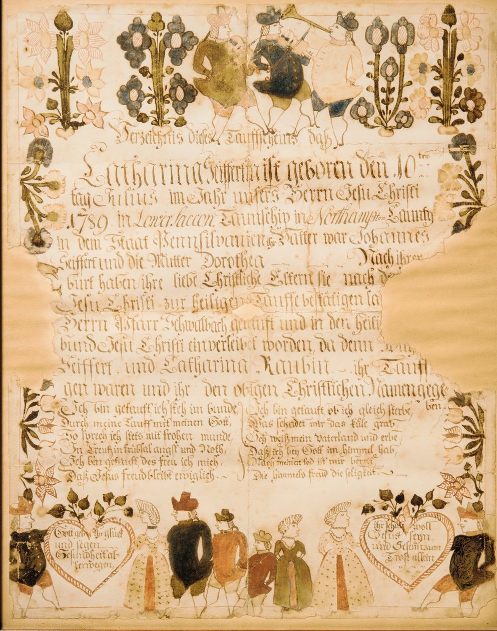 Födelse- och dopbrev, 1789. av Unbekannt