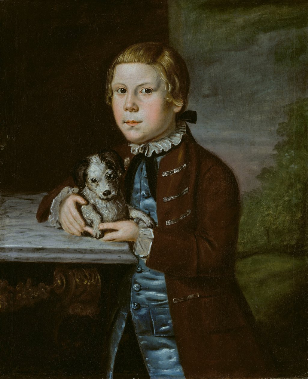 Pojke av Hallett Familj med hund, 176676. av Unbekannt