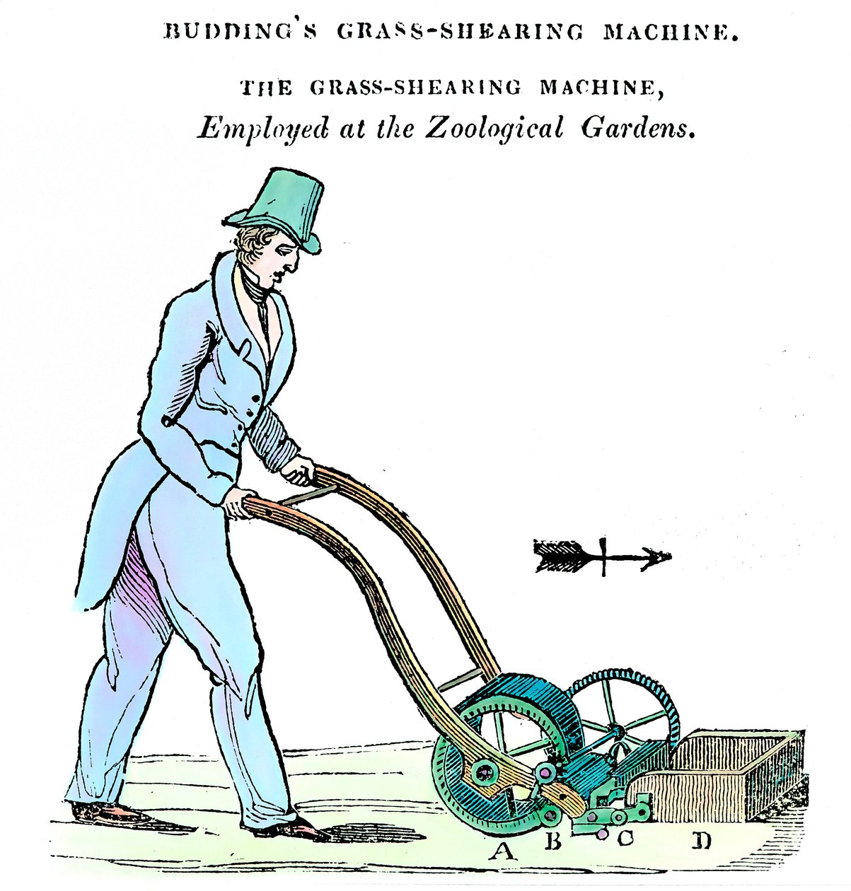 Buddings gräsklippningsmaskin, c1832 av Unbekannt
