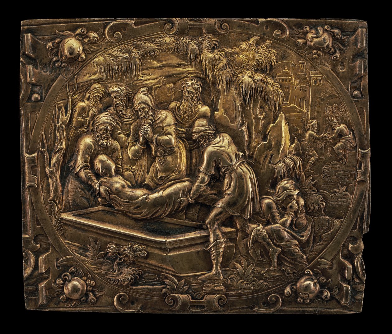 Begravning av ett helgon, ca. 1600. av Unbekannt