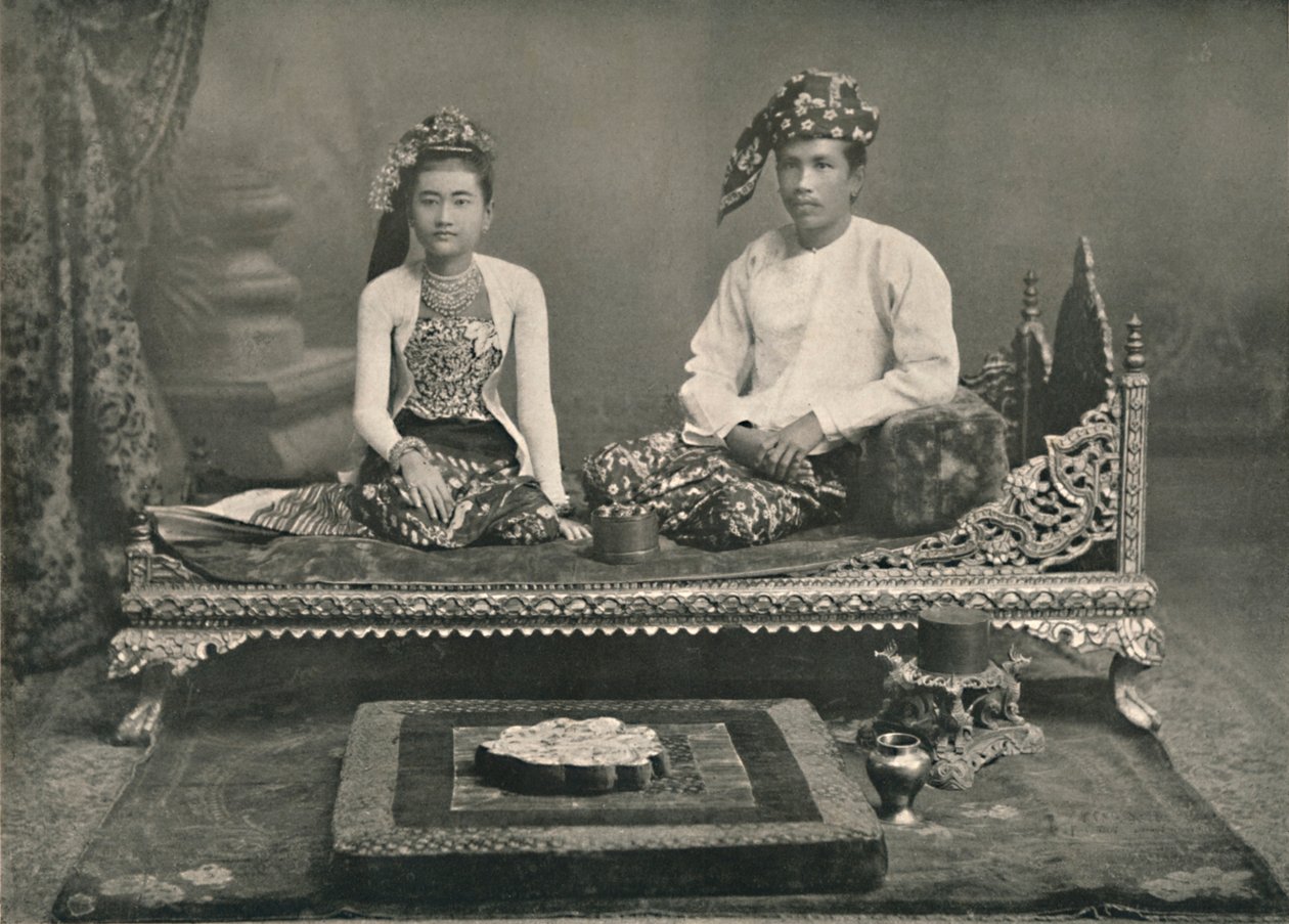 Burmesisk prins och prinsessa, 1900. av Unbekannt