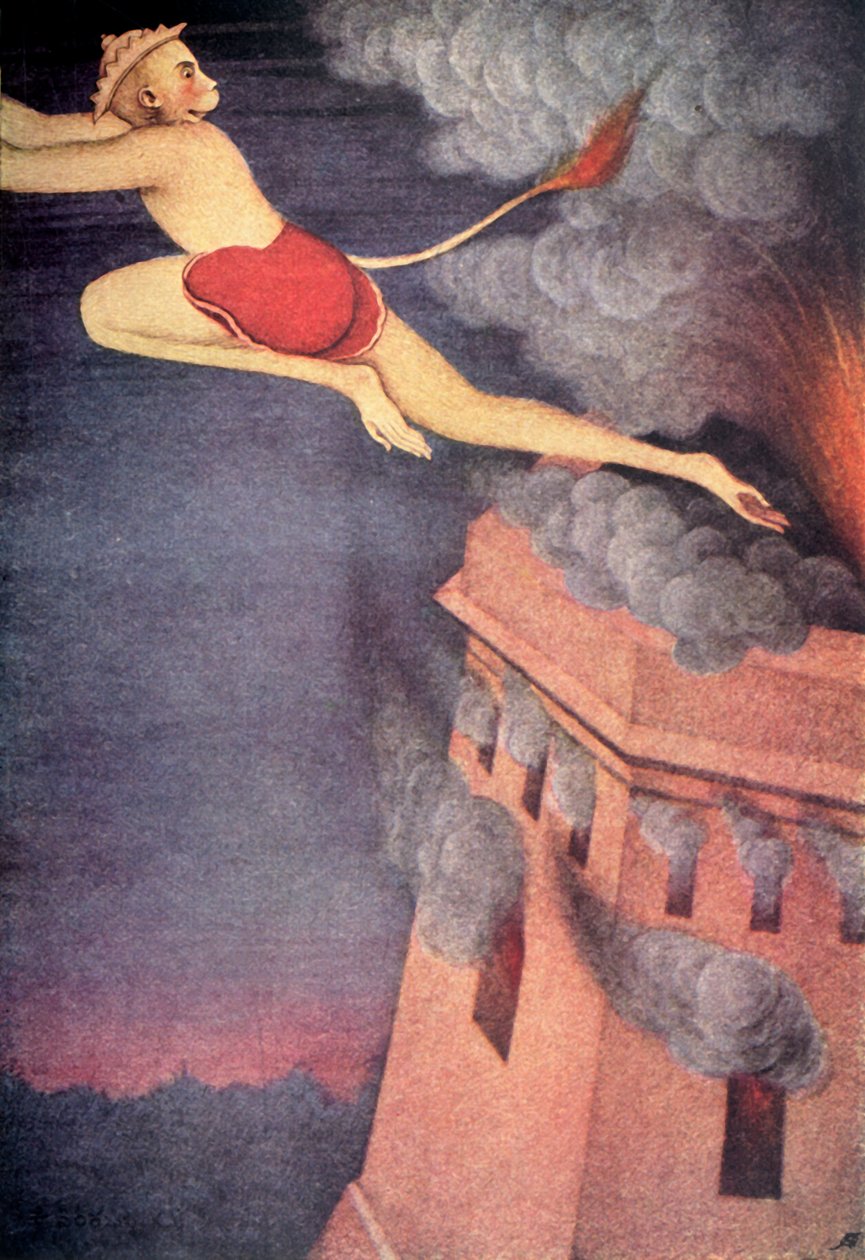 "Burning of Lanka", 1920. av Unbekannt