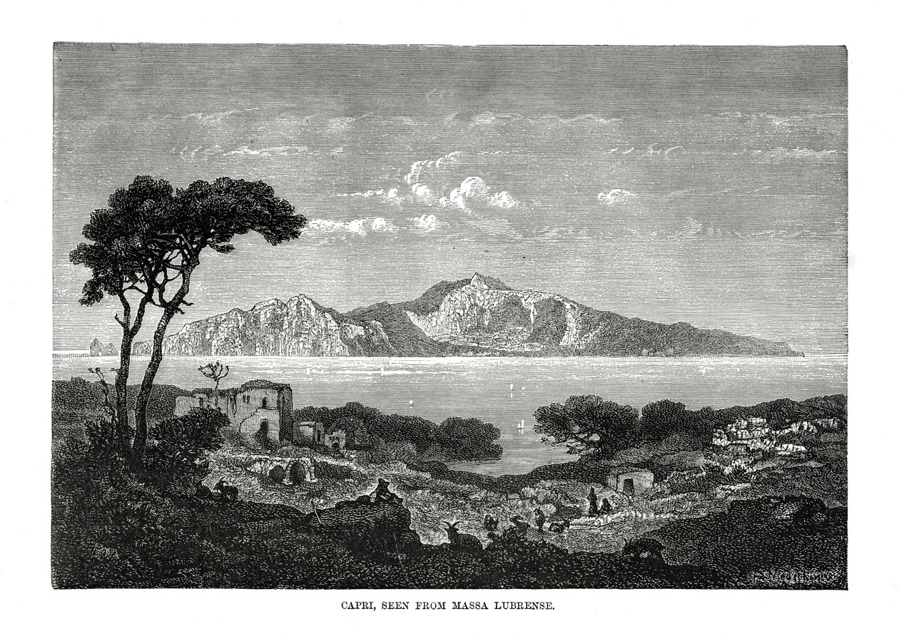 Capri sett från Massa Lubrense, Italien, 1879 av Unbekannt