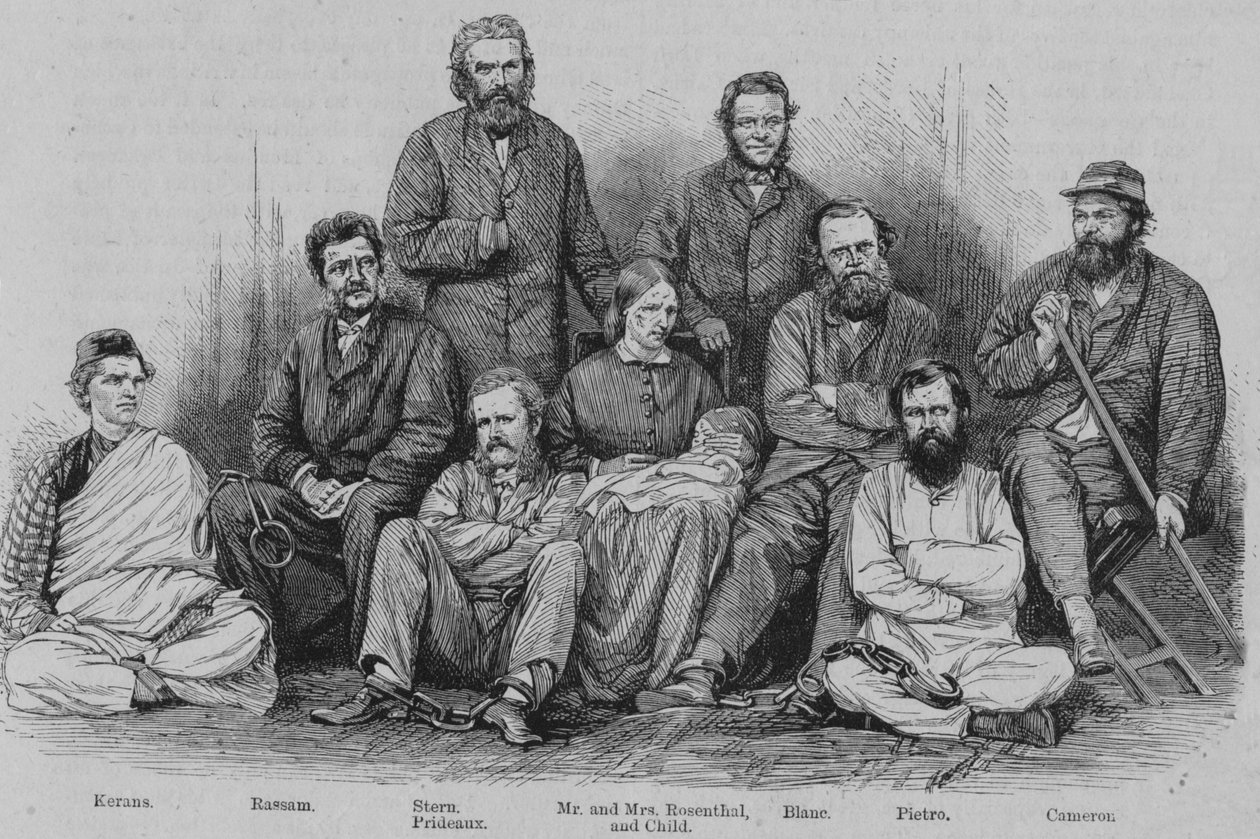 Kapten Cameron och de andra abessiniska fångarna, c1864. av Unbekannt