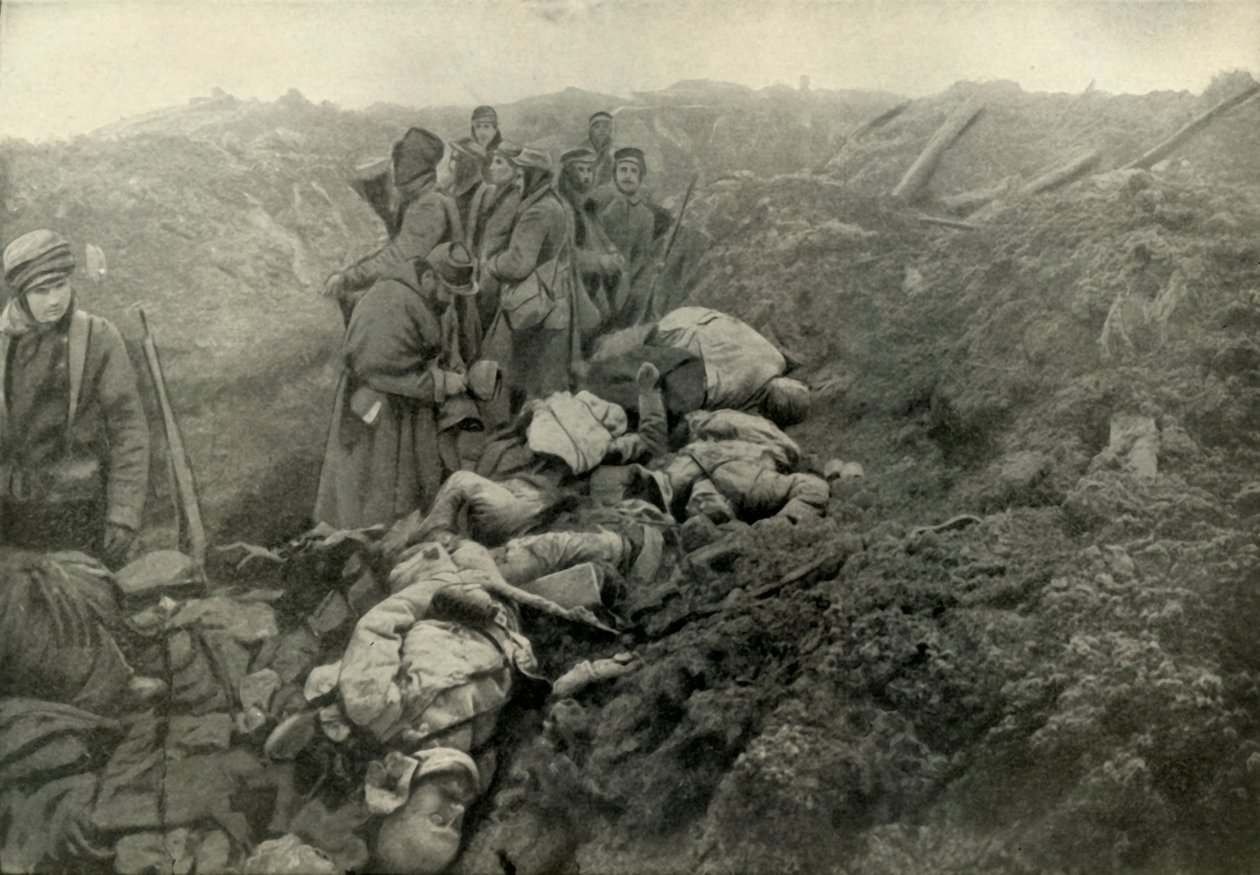 Fångade tyska skyttegravar vid Les Eparges, 1919. av Unbekannt