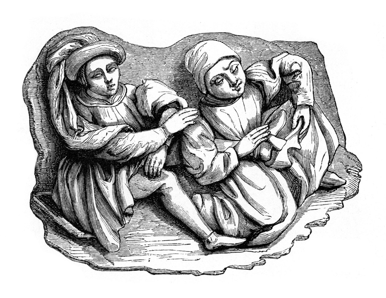 Ristade trärelief, 1400-talet, 1870 av Unbekannt