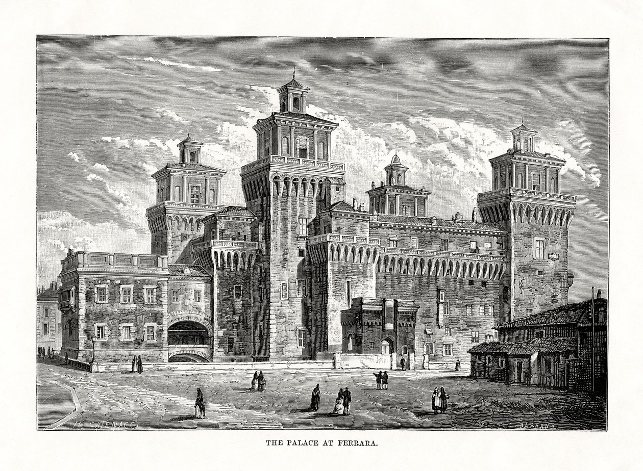 Estense Castle, Ferrara, Italien, 1879 av Unbekannt