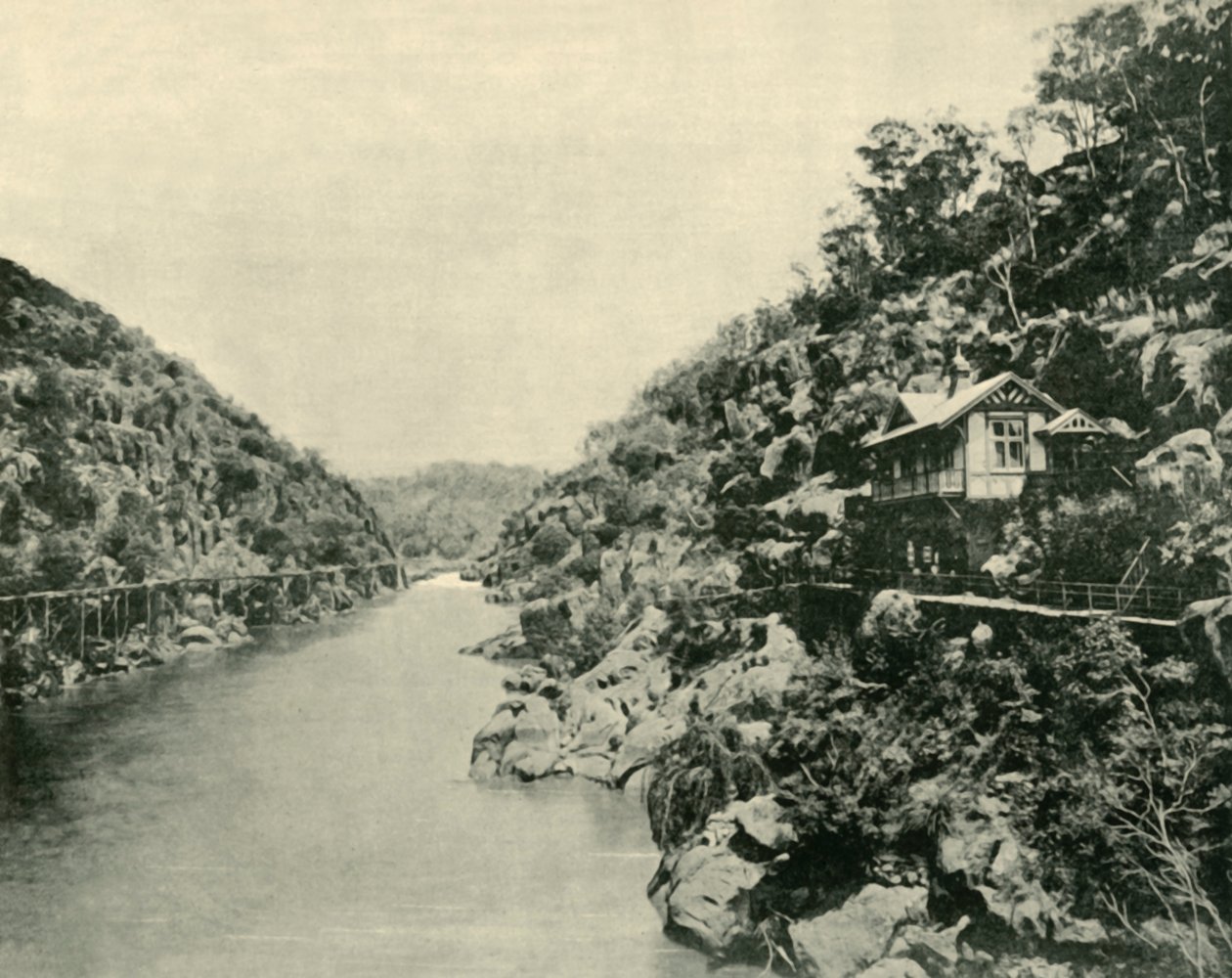Cataract Gorge, från bron, Launceston, 1901. av Unbekannt