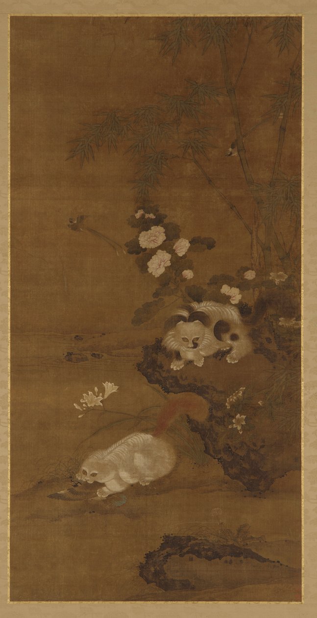 Katter, fåglar och blommor, 1400-talet. av Unbekannt