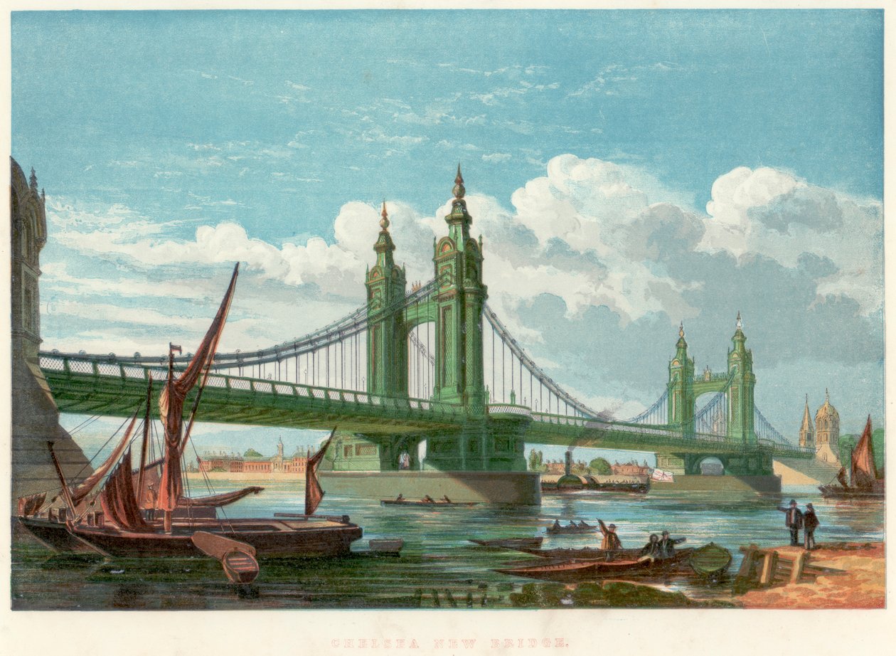 Chelsea Bridge, London, 1858 av Unbekannt
