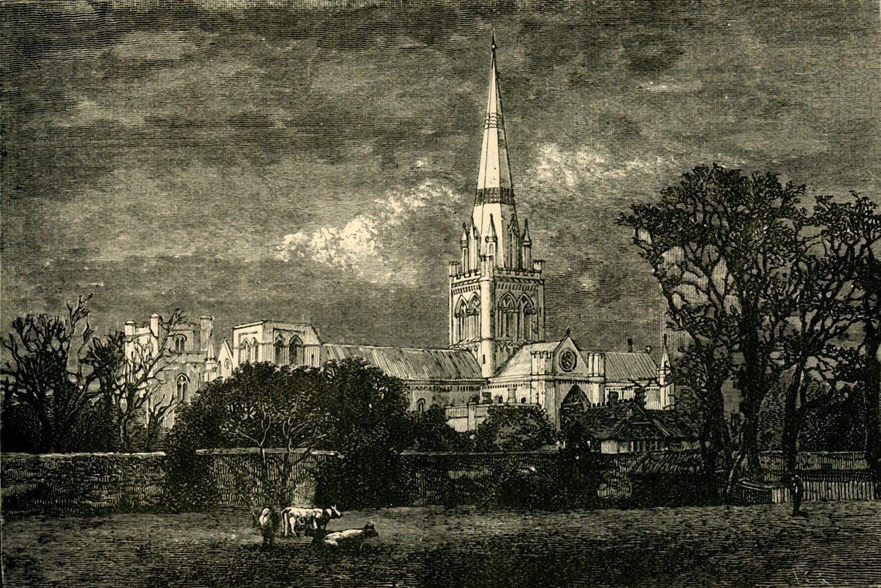 Chichester Cathedral, från söder, 1898. av Unbekannt