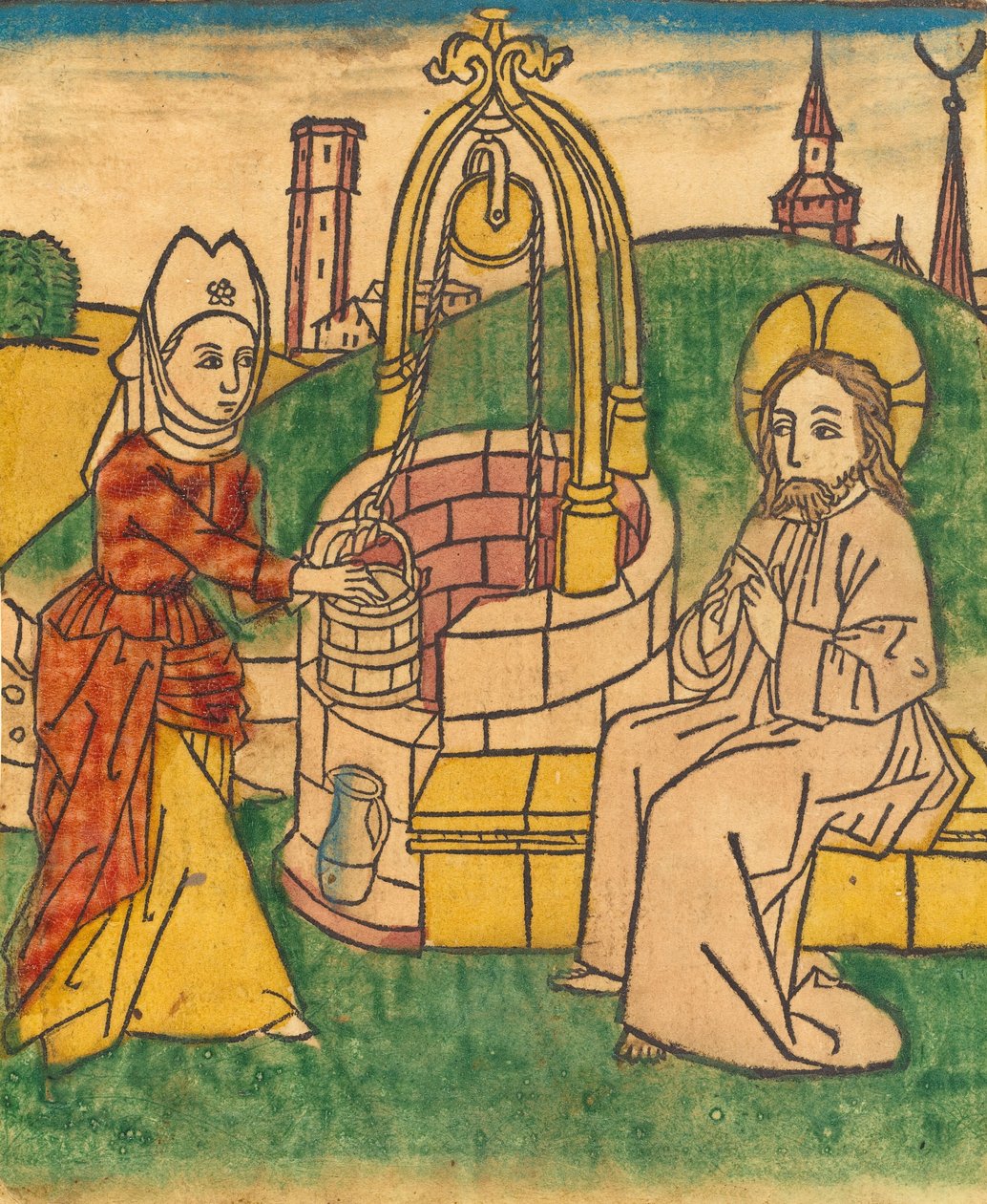 Kristus och Samariens kvinna, troligen 1485. av Unbekannt