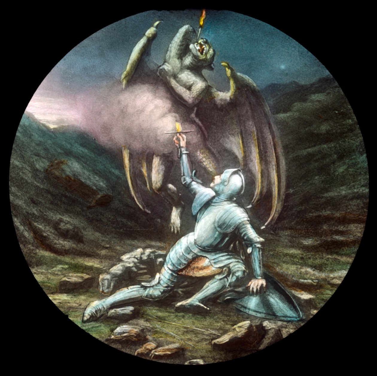 Christian och Apollyon, c1910. av Unbekannt