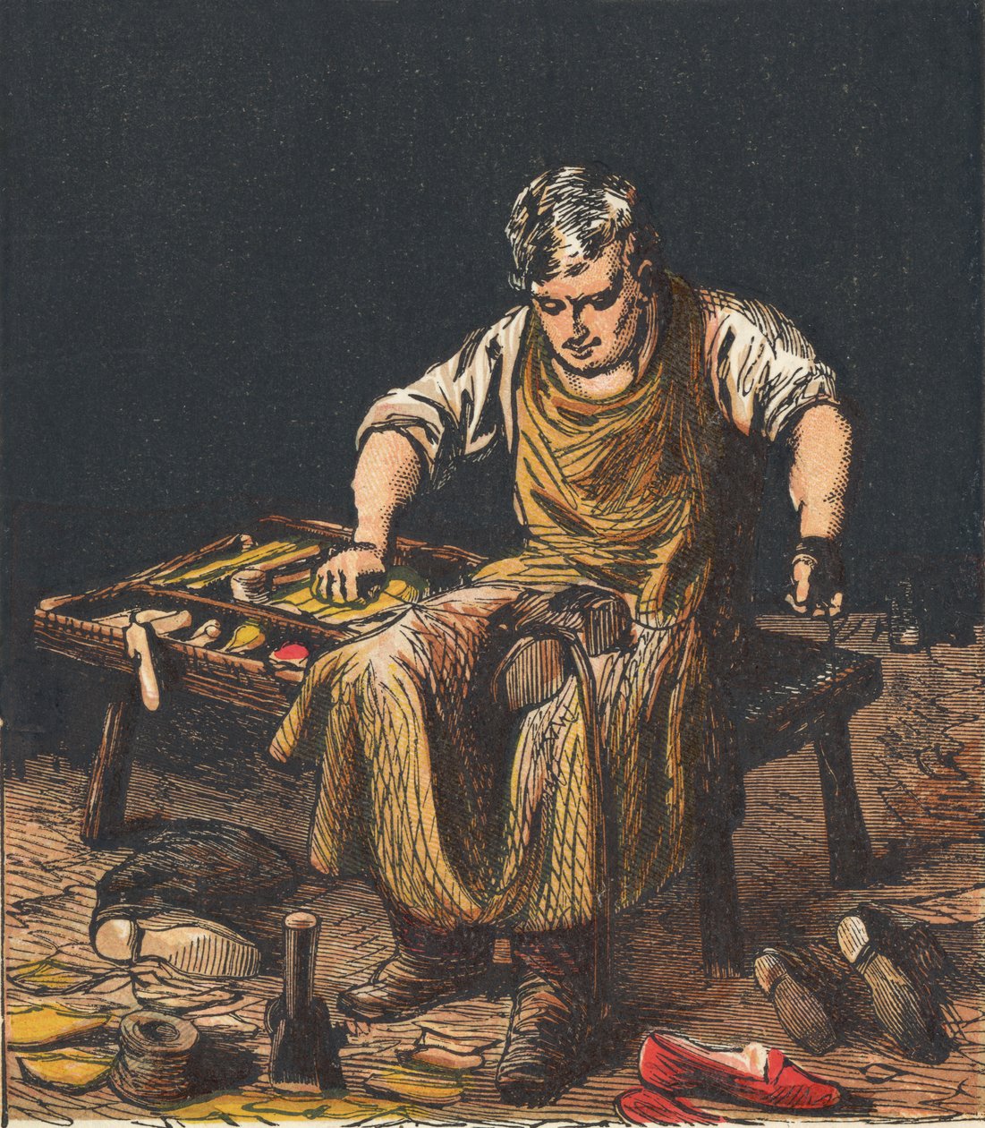 Skomakare laga stövlar, 1867. av Unbekannt