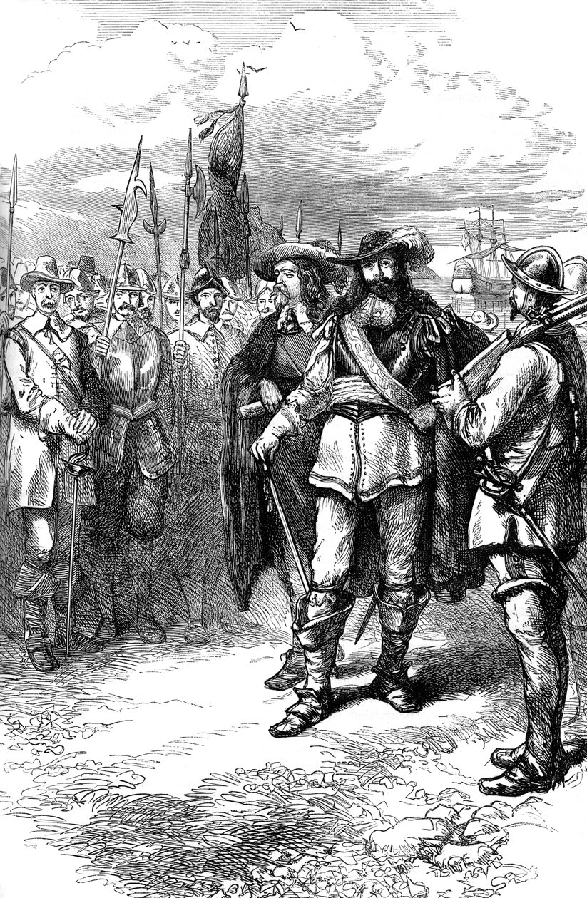 Kommissionärer landar i Boston, 1600-talet c1880 av Unbekannt