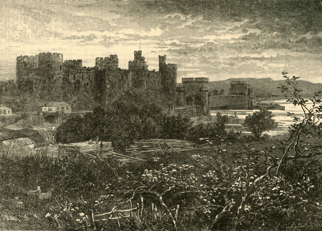 Conway Castle, från vägen till Llanrwst, 1898. av Unbekannt