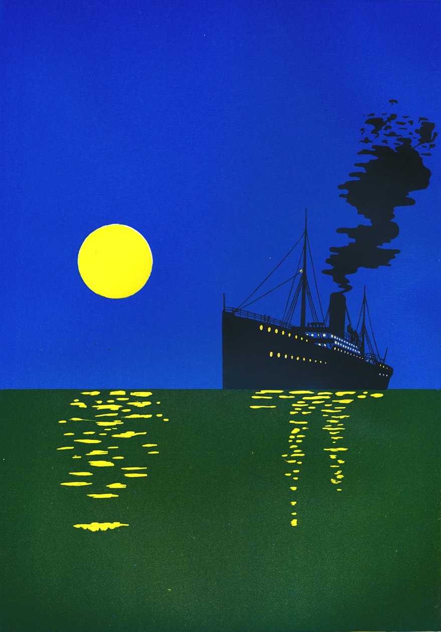 Kryssningsfartyg till sjöss med sol, 1909. av Unbekannt