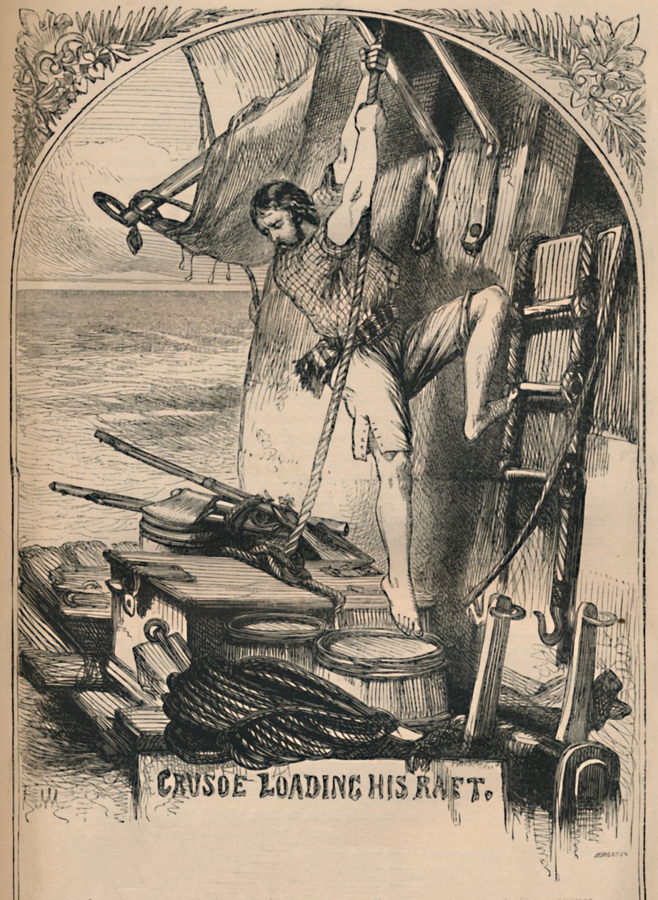 Crusoe lastar sin flotte, c1870 av Unbekannt