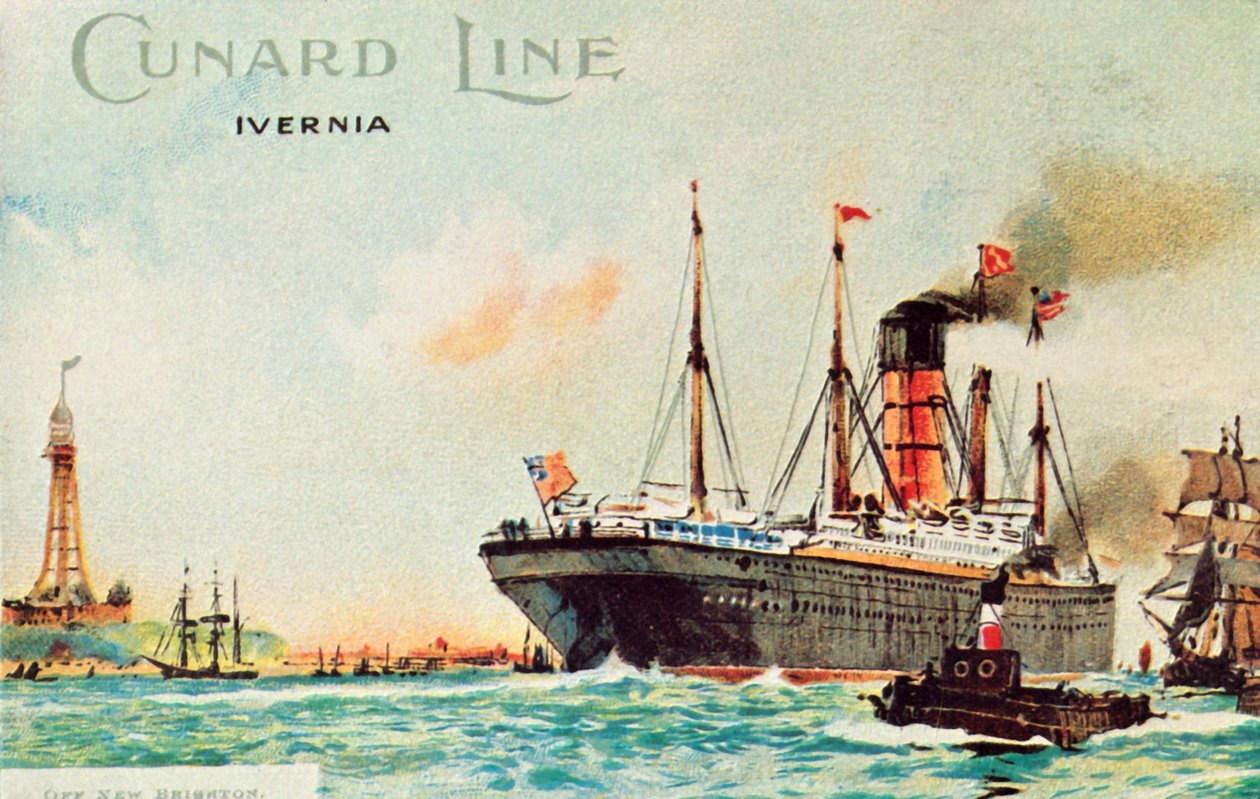 Cunard Line - Ivernia, utanför New Brighton, c1910. av Unbekannt