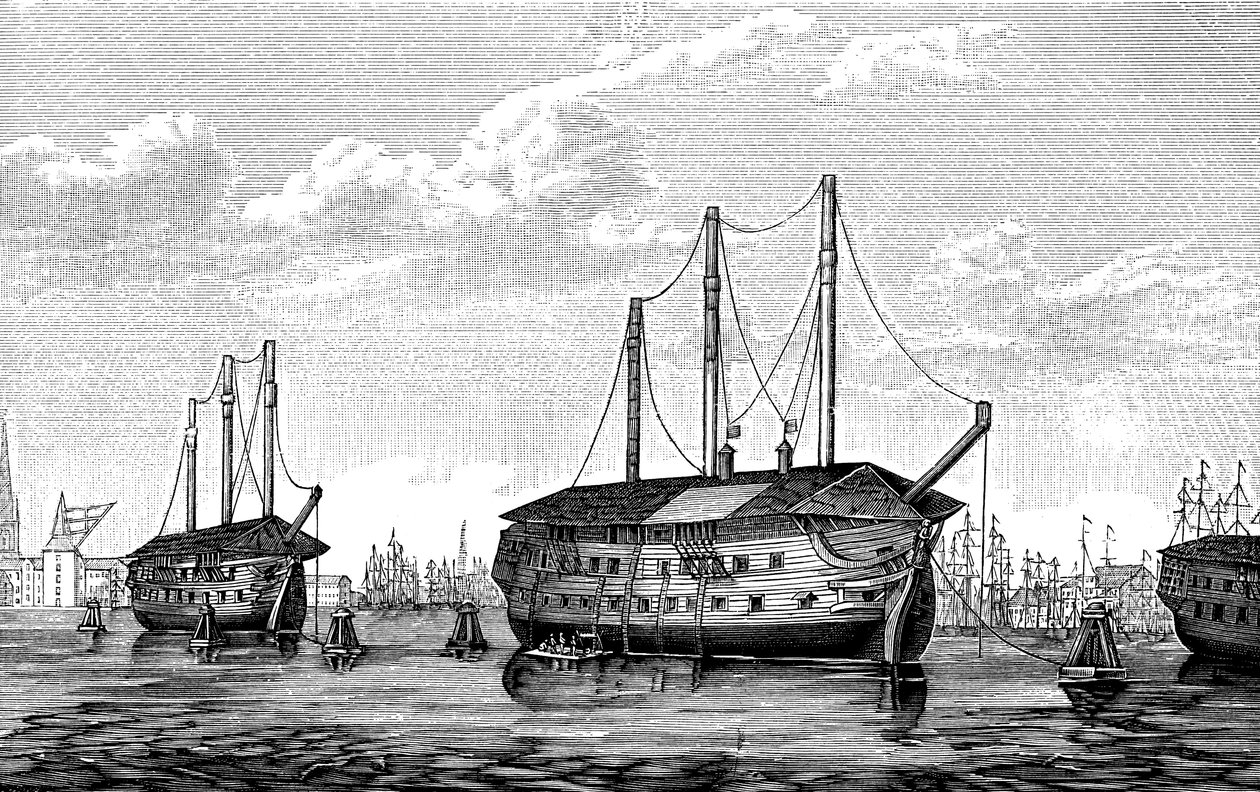 Danska fängelseskepp Dronning Maria och Waldemar, Köpenhamn, 1848-1849. av Unbekannt