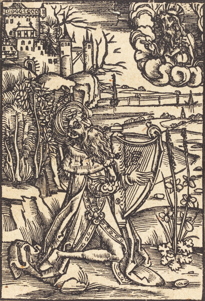David spelar harpan, ca. 1500. av Unbekannt