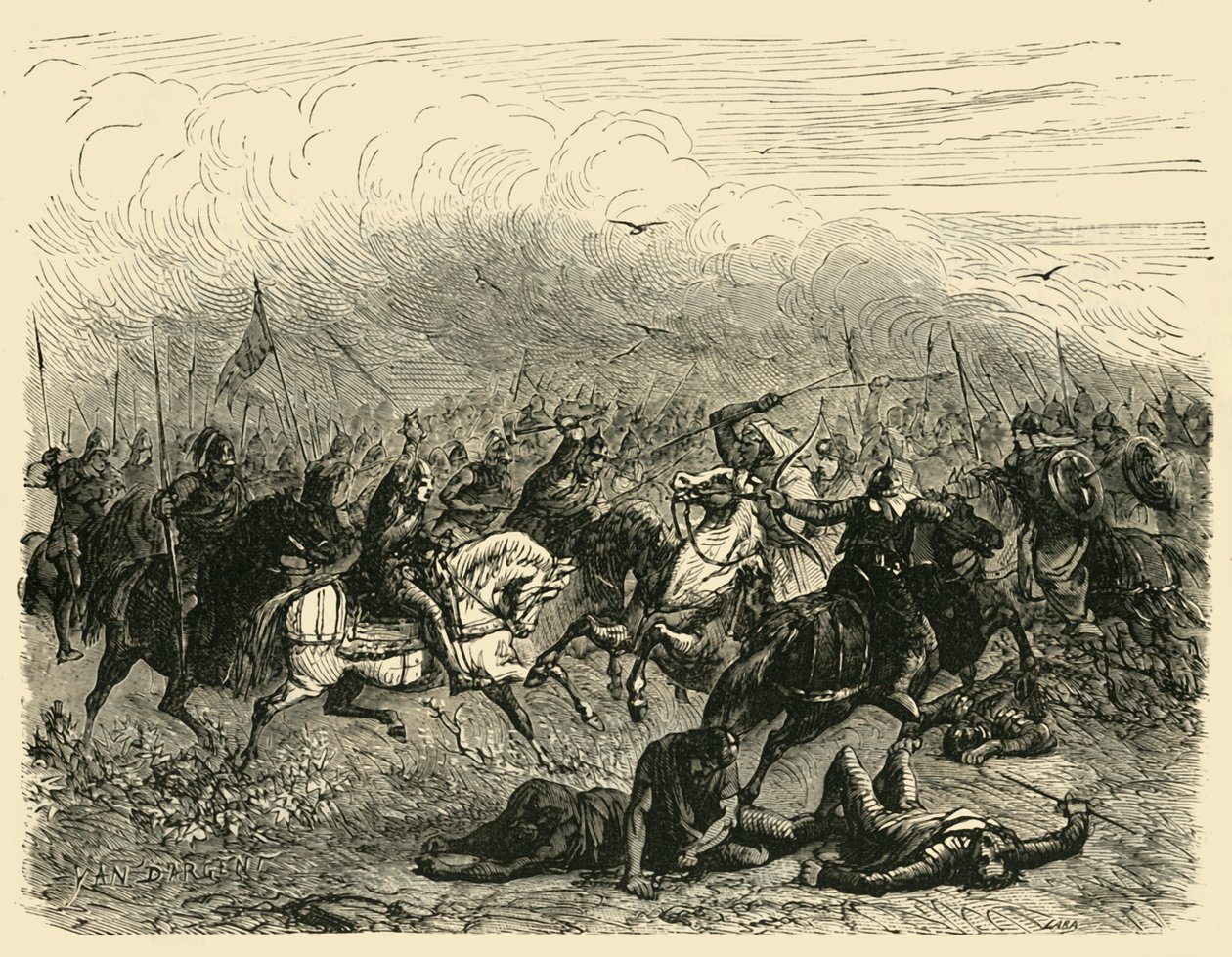 Abdalrahmans nederlag vid Poitiers, 732 AD, 1890. av Unbekannt