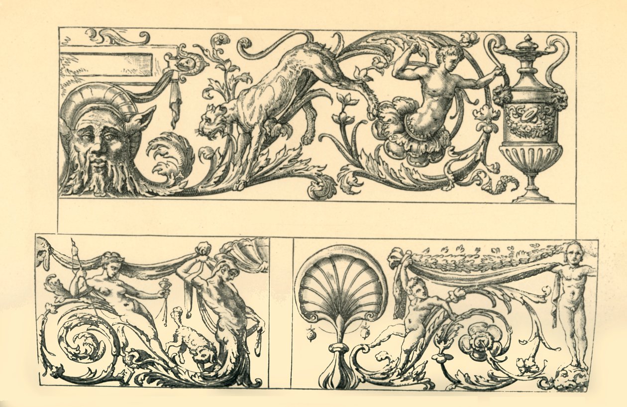 Design för groteska friser, 1500-talet, 1881. av Unbekannt