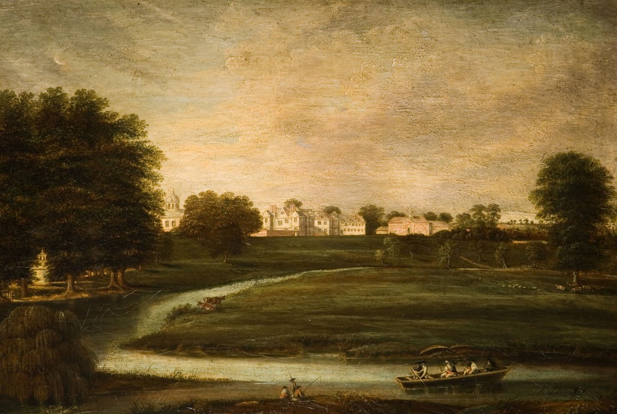 Avlägsen utsikt över Birdingbury Hall, Warwickshire, 1800. av Unbekannt