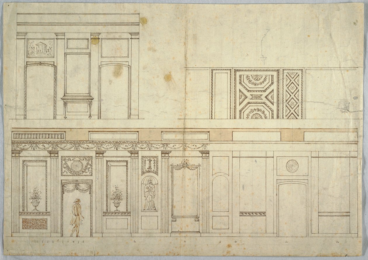 Ritning, design för en inredning, 1800–1820 av Unbekannt