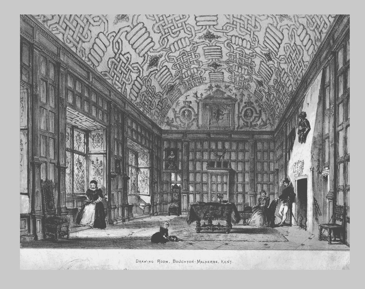 Drawing Room, Boughton-Malherbe, Kent., mitten av 1800-talet av Unbekannt