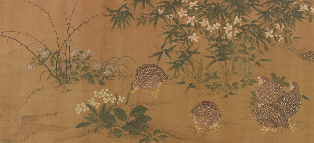 Ankor, blommor och vaktel, Mingdynastin, 1368-1644. av Unbekannt
