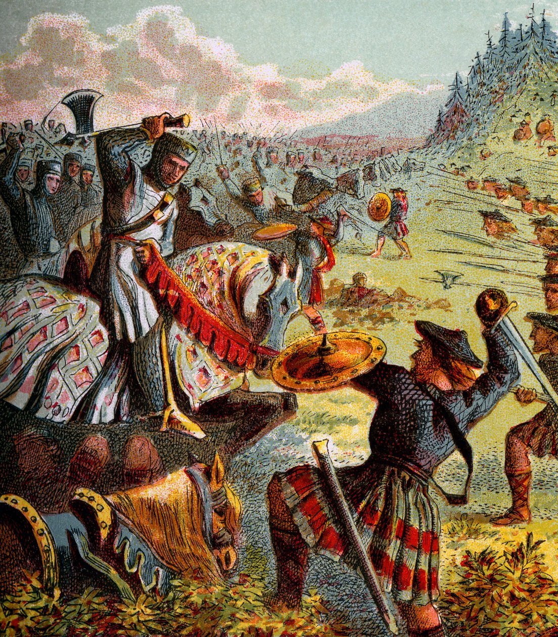 Edward I attackerar Skottland, c1850 av Unbekannt