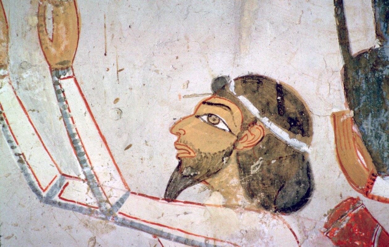 Egyptisk väggmålning av ett semitiskt sändebud av Unbekannt