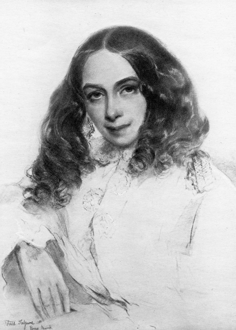Elizabeth Barrett Browning, brittisk poet, 1859 av Unbekannt