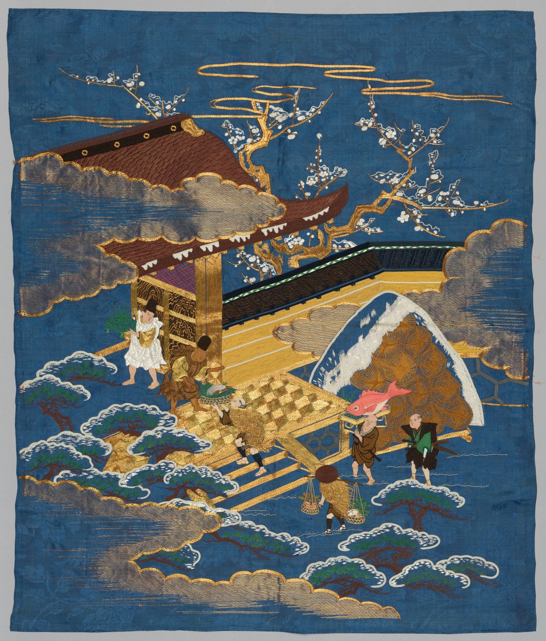 Broderad Fukusa, sent 1800-tal-tidigt 1900-tal. av Unbekannt
