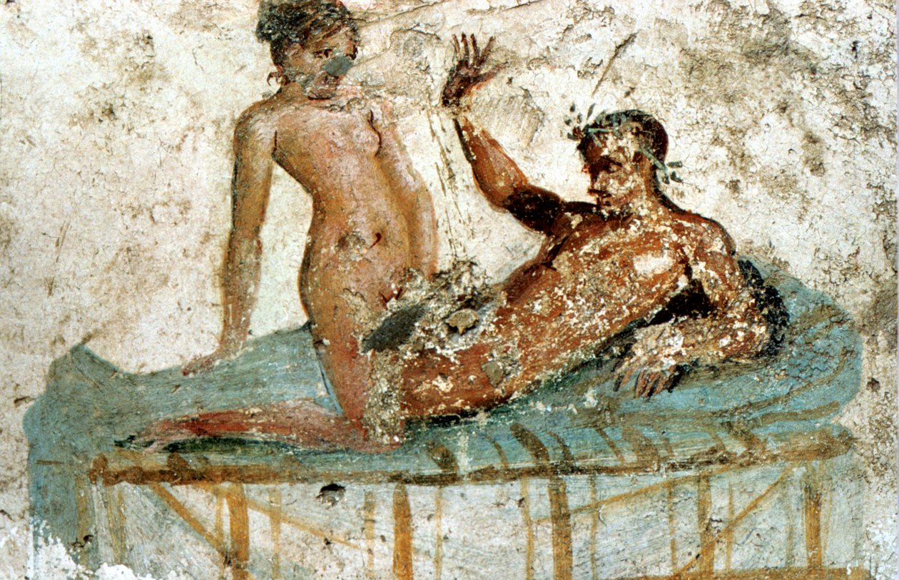 Erotisk väggmålning, Pompeji, Italien av Unbekannt