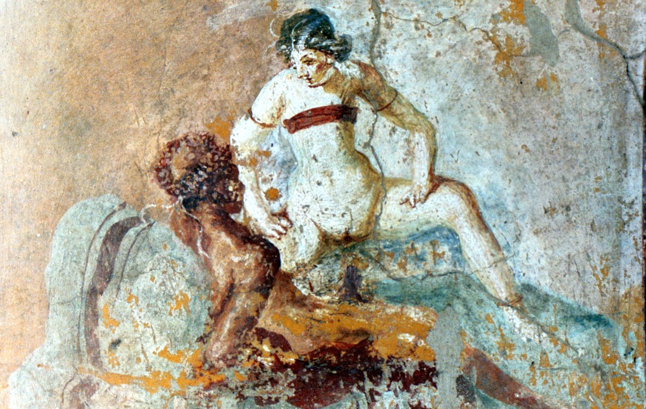 Erotisk väggmålning, Pompeji, Italien av Unbekannt