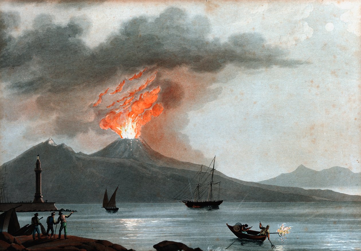 Vesuvius utbrott, Italien, c1815 av Unbekannt