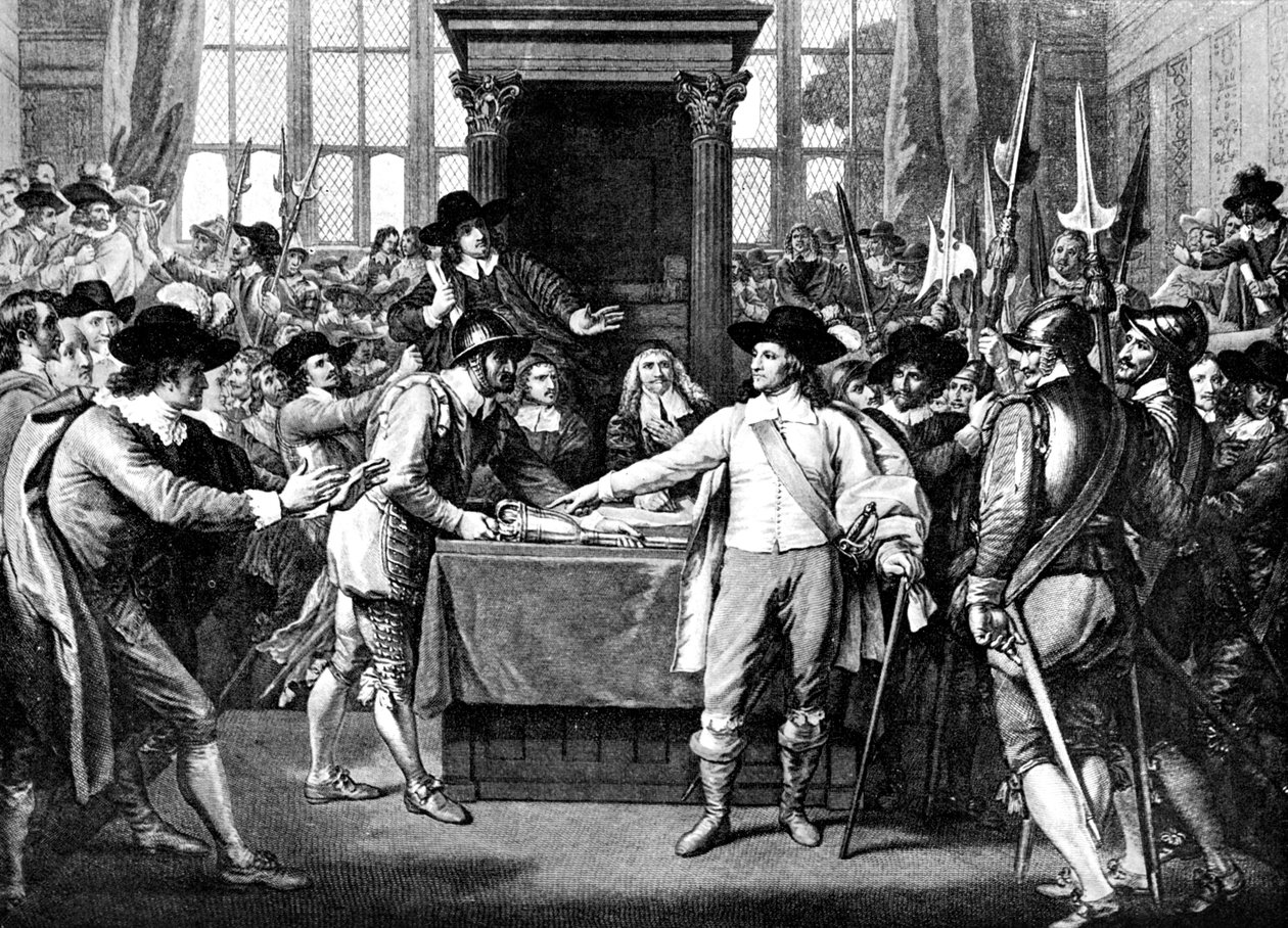 Utvisning av medlemmar av Cromwell, 1653, 1700-talet av Unbekannt