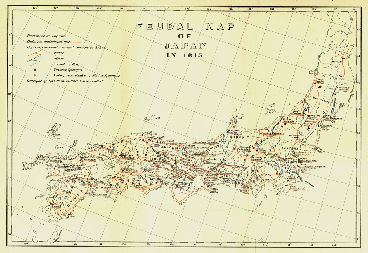 Feodalkarta över Japan 1615, 1903. av Unbekannt