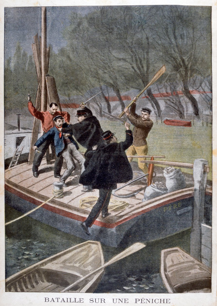 Slåss på en pråm, 1902 av Unbekannt
