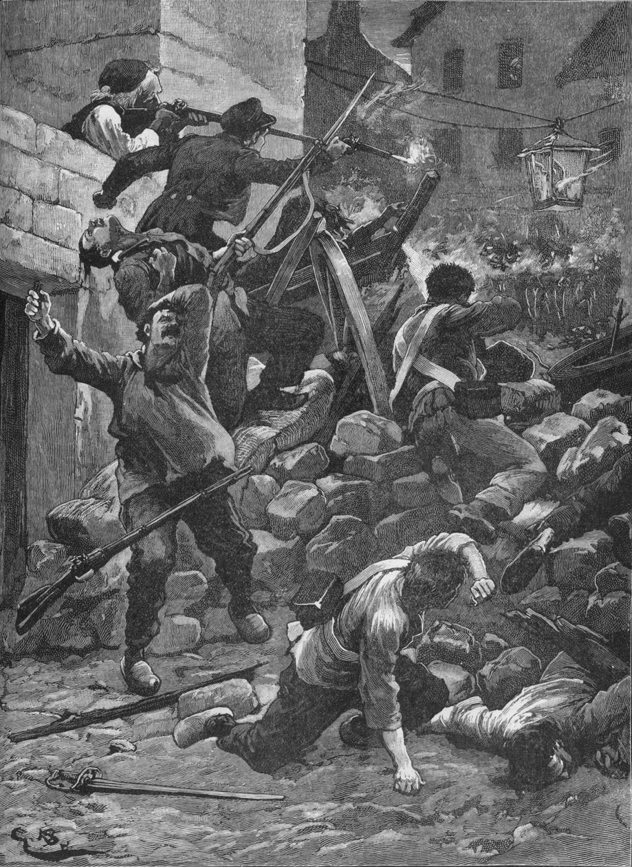 Strid vid barrikaderna i Paris, 1848 1906 av Unbekannt