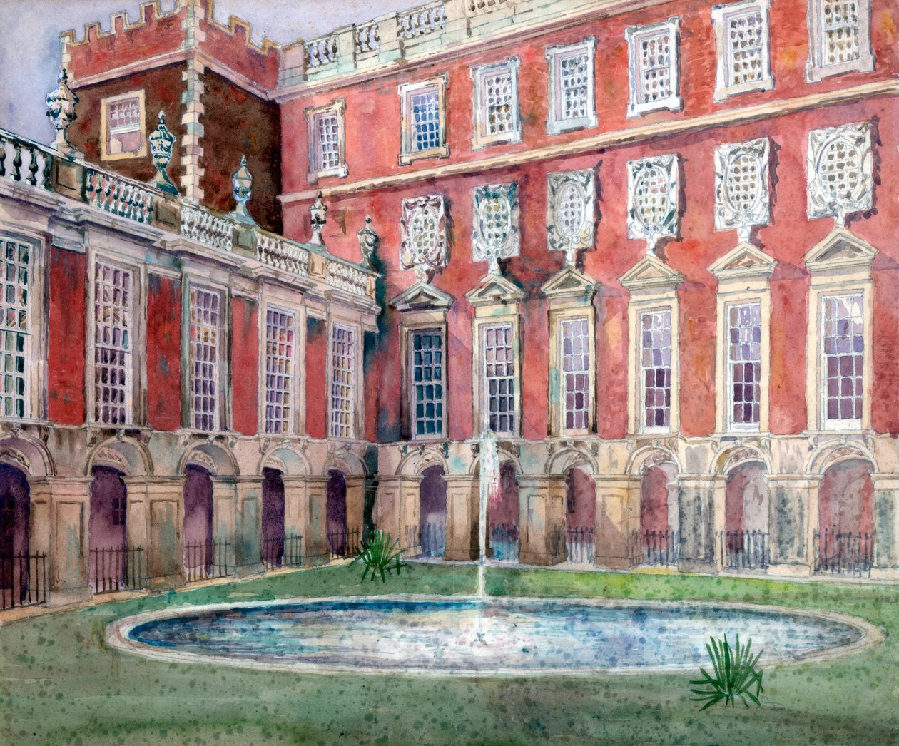 Fontän vid Hampton Court Palace av Unbekannt