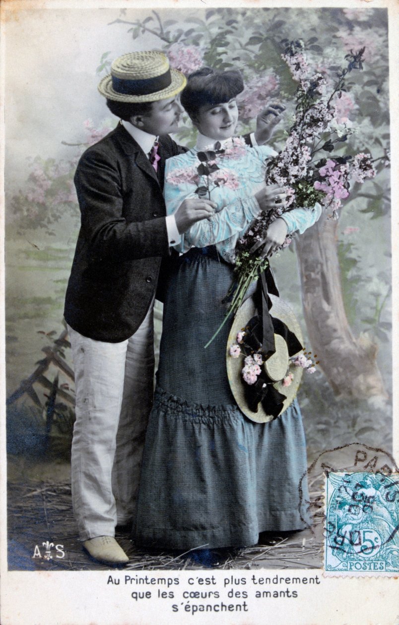 Franskt romantiskt vykort, c1900 av Unbekannt