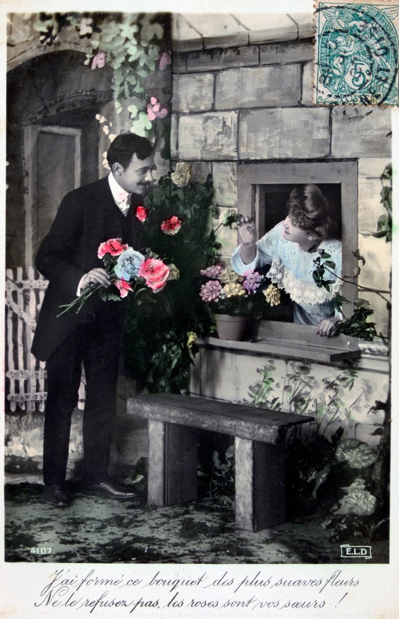 Franskt romantiskt vykort, c1900 av Unbekannt
