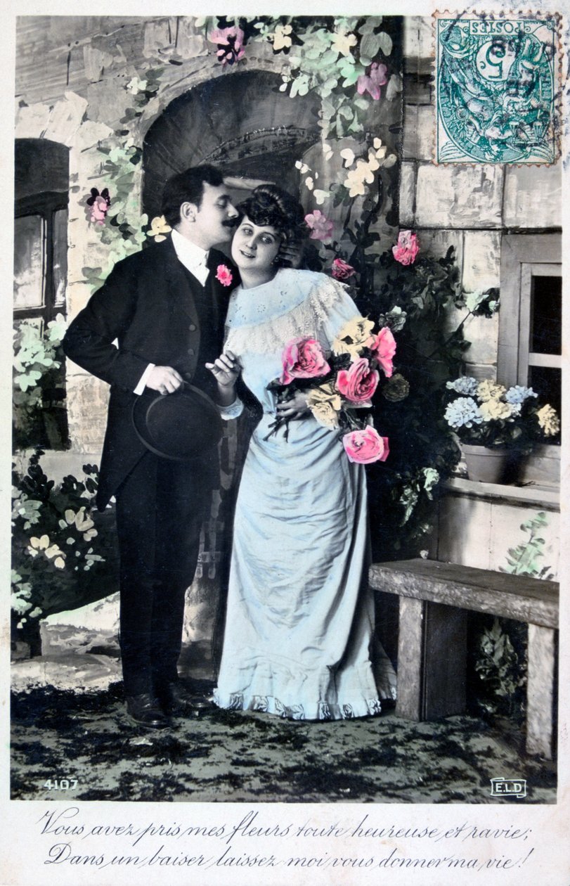 Franskt romantiskt vykort, c1900 av Unbekannt