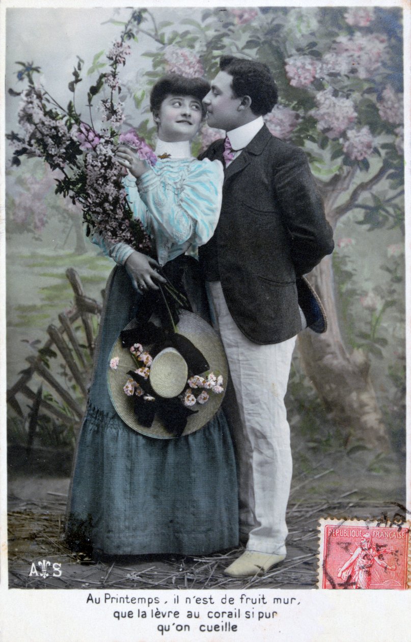 Franskt romantiskt vykort, c1900 av Unbekannt